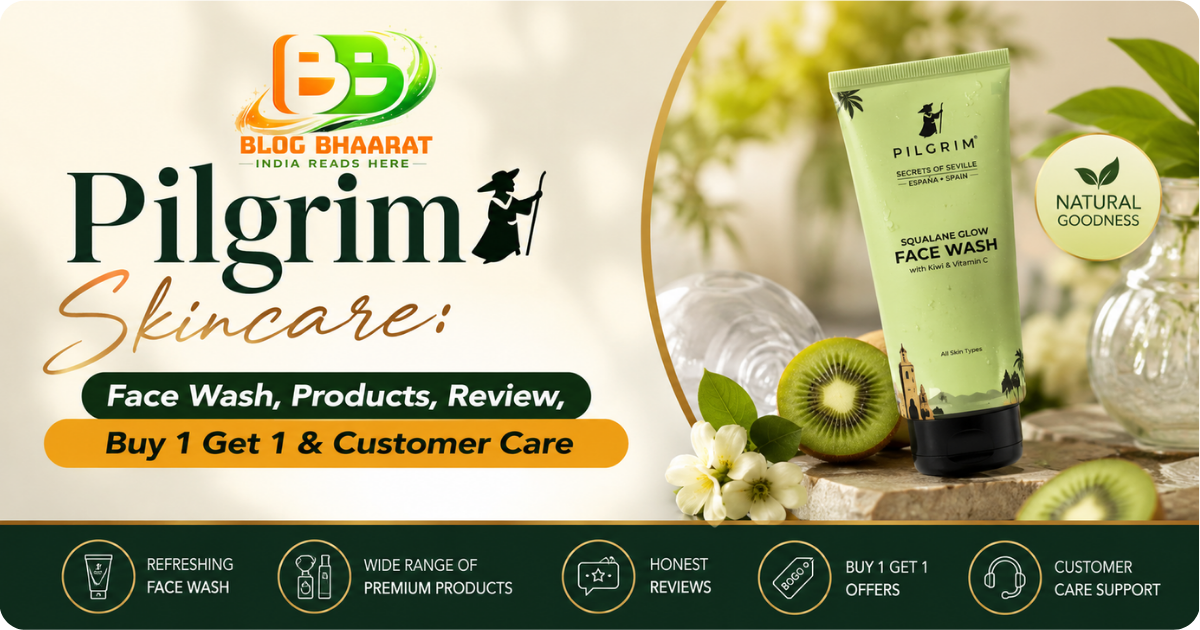 Pilgrim skincare face wash with squalane, kiwi, and vitamin C shown with natural ingredients and product details