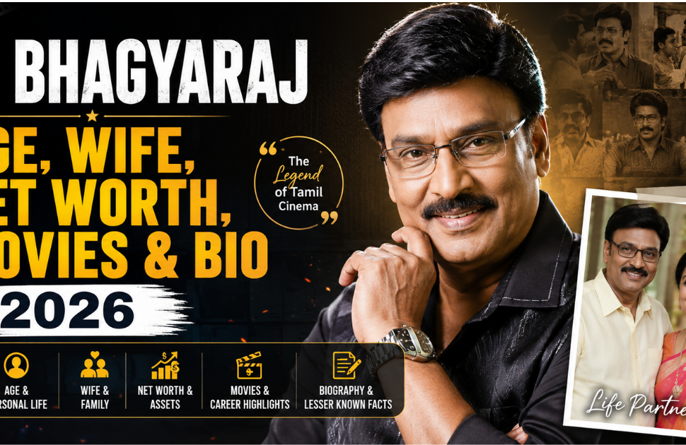 K. Bhagyaraj biography 2026 featuring his age, wife, net worth, movies, and career highlights in an engaging blog thumbnail.